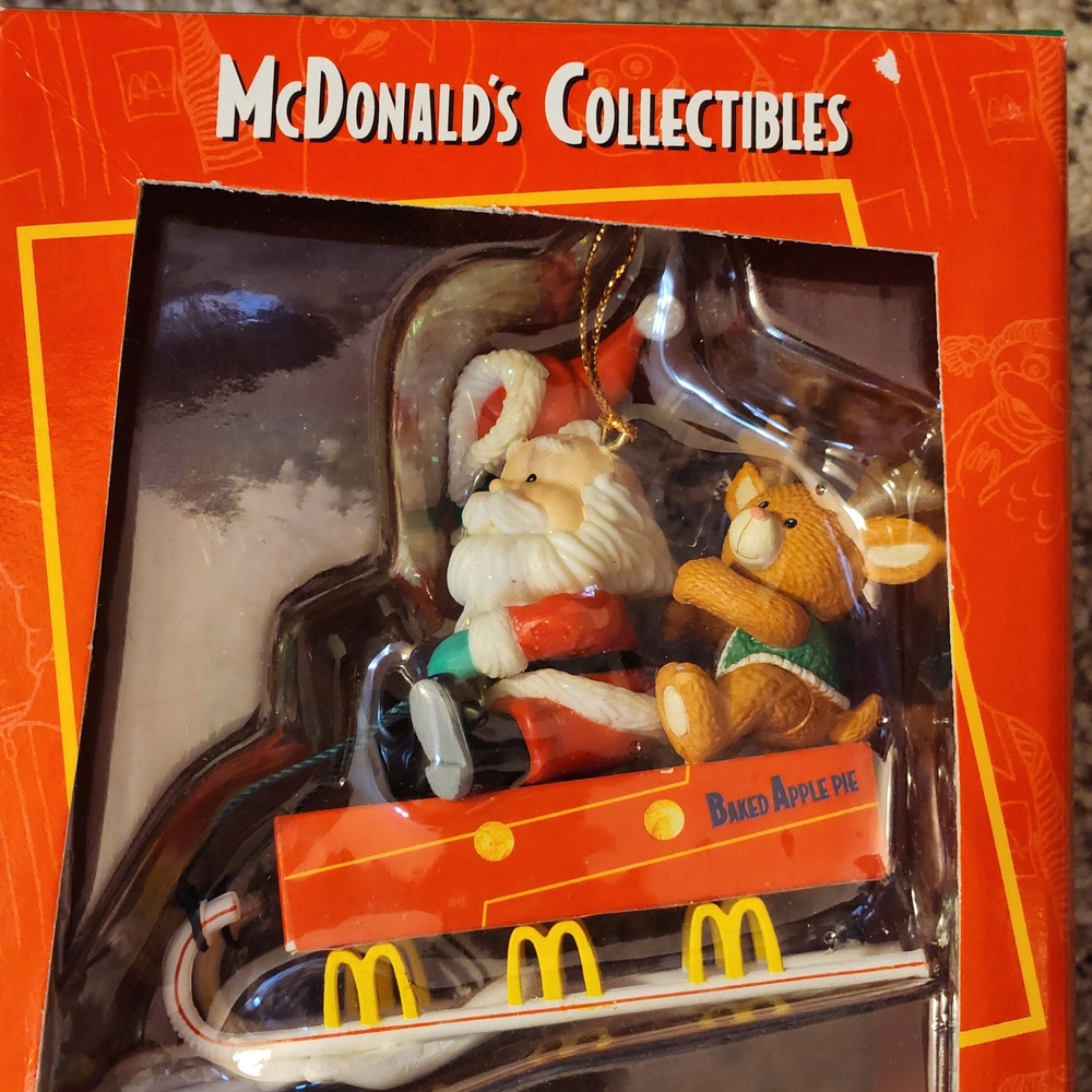 McDonald's Collectibles Santa and Bear Ornament - Red and Gold